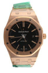 Audemars Piguet Royal Oak Black Dial 41Mm Pink Gold Watch 15400Or.oo.1220Or.01